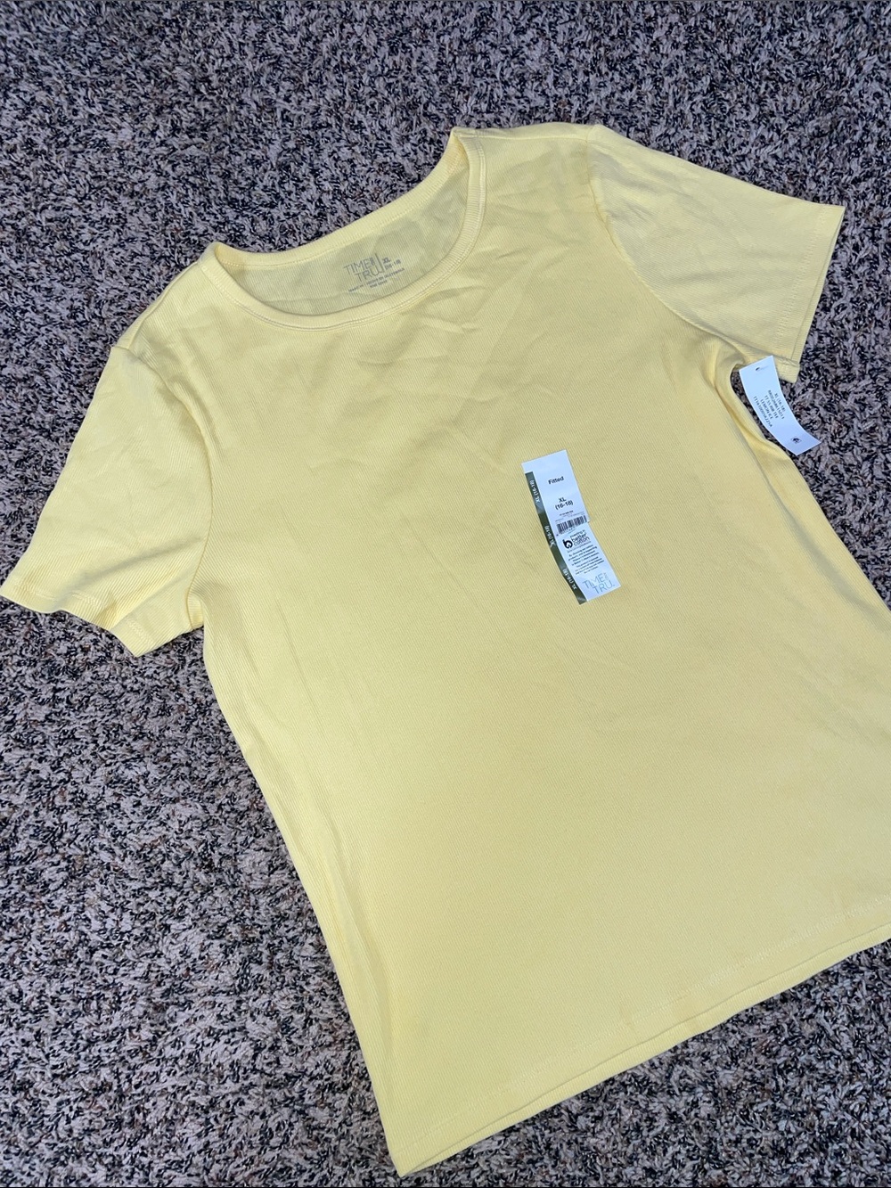 Time and Tru Yellow Ribbed Crewneck Tee Size 1X (16-18) | NWT - Picture 2 of 3